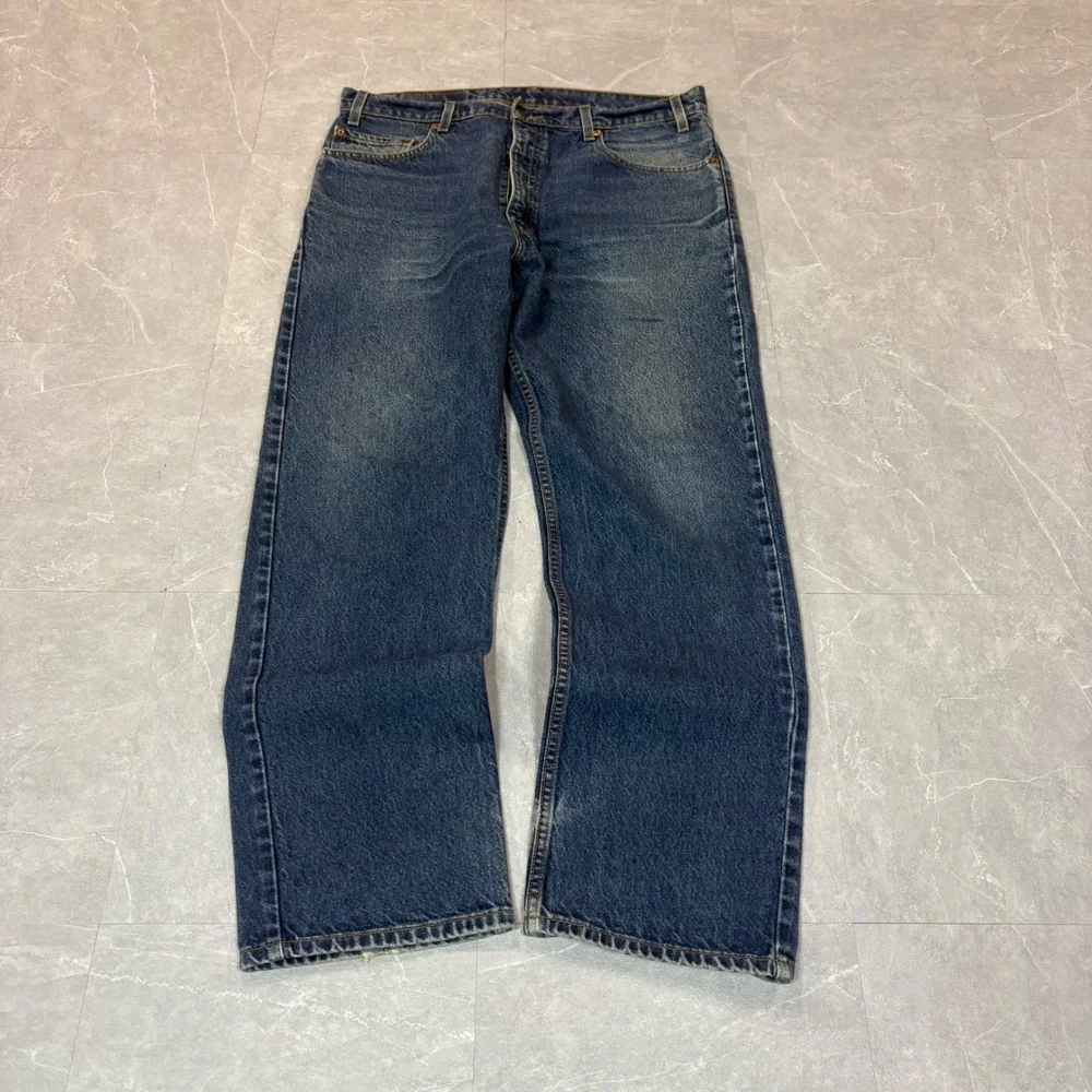 Levis 505 Regular Fit Straight Leg Jeans Mens 36x30 Medium Wash Blue Denim